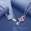 Latest Design New Fashion Necklace Jewelry Statement Gift Elegant Crystal Colorful 925 Sterling Silver Butterfly Simple Necklace